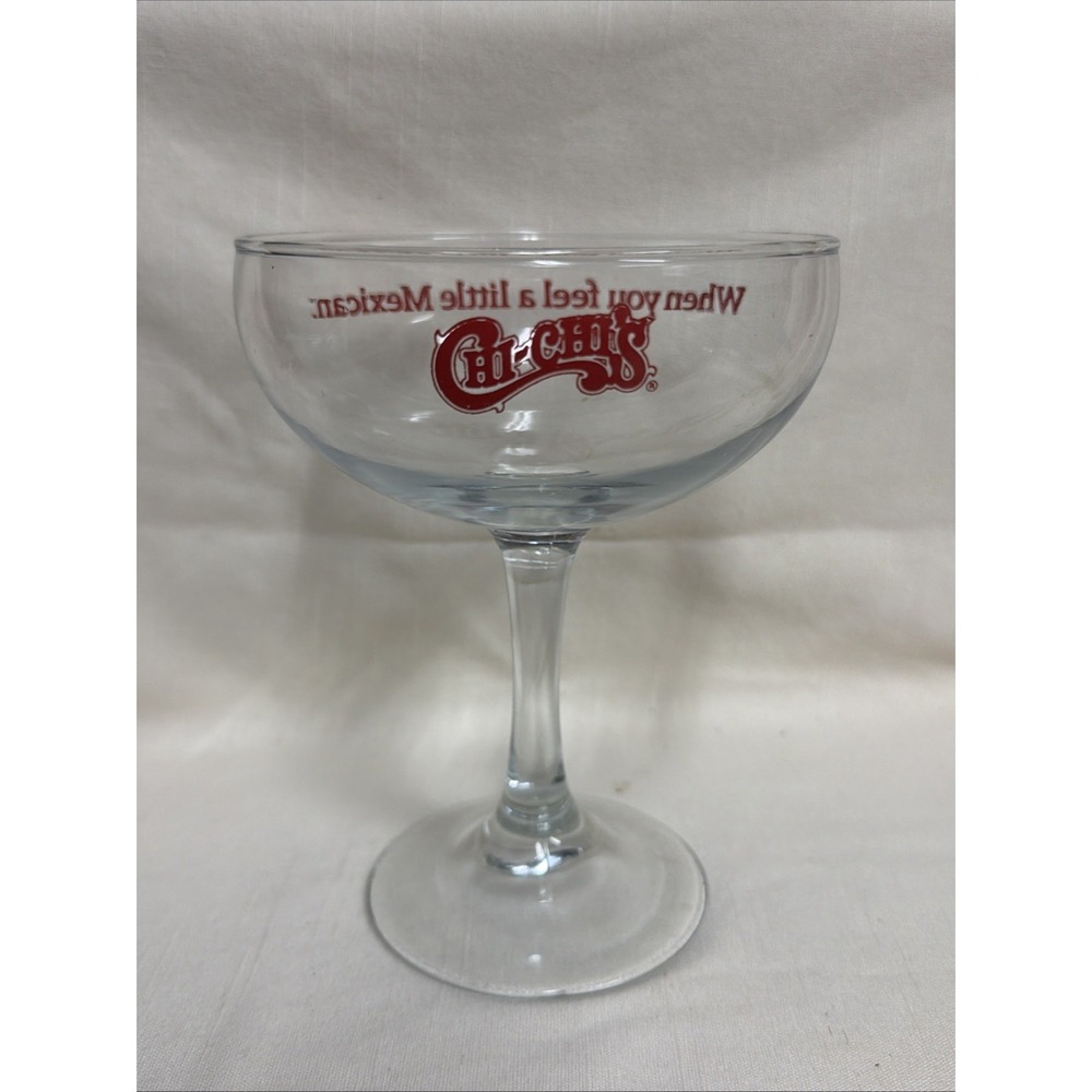 Vintage CHI-CHI'S Mexican Cantina Margarita Glass Red Logo Restaurant Bar Cup